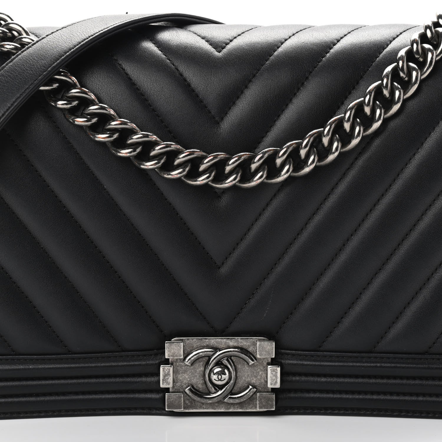 Chanel Calfskin Chevron Quilted Medium Boy Flap Black 8 of 19