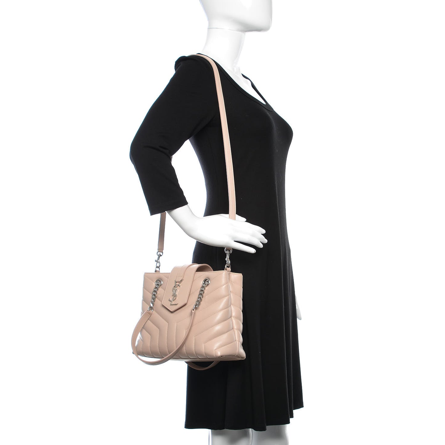Calfskin Y Quilted Monogram Small Loulou Shopper Marble Pink