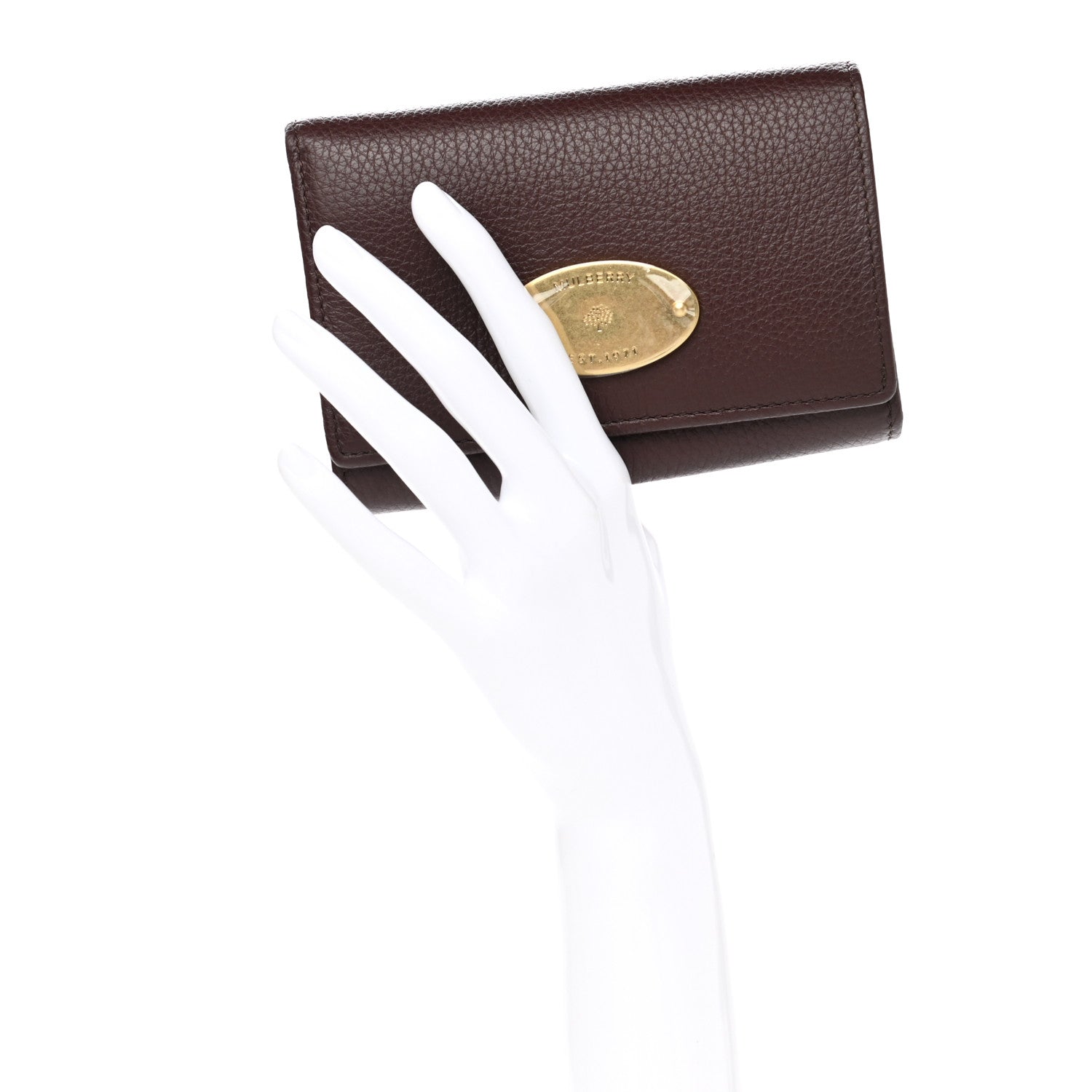 Mulberry Small Classic Grain Medium Plaque French Purse Wallet Oxblood 2 of 8