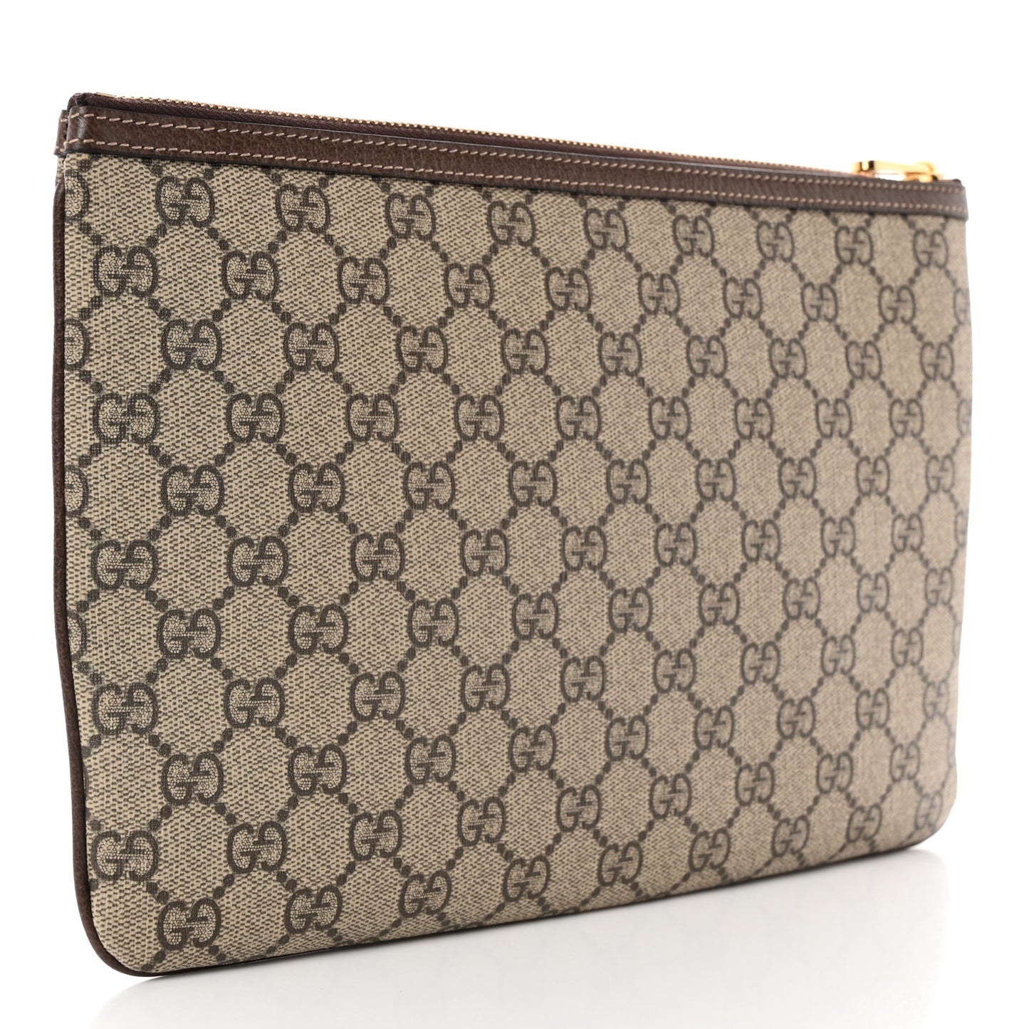 GG Supreme Monogram Large Ophidia Pouch Clutch Brown