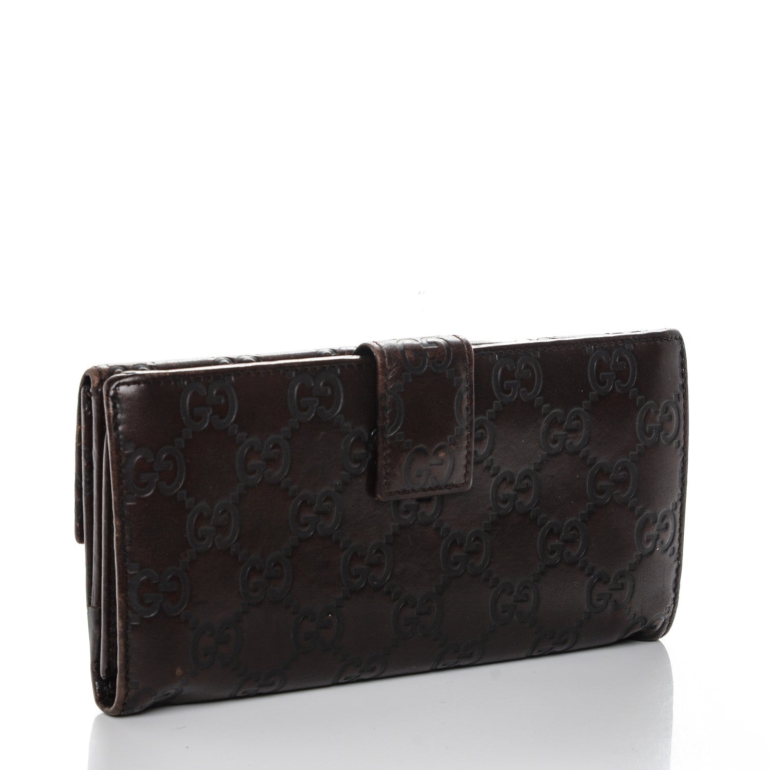 Gucci Guccissima Margaux Calfskin Metal Bar Continental Flap Wallet Chocolate 4 of 7