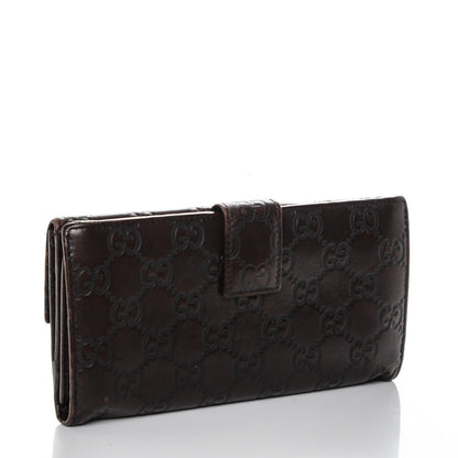 Gucci Guccissima Margaux Calfskin Metal Bar Continental Flap Wallet Chocolate 4 of 7