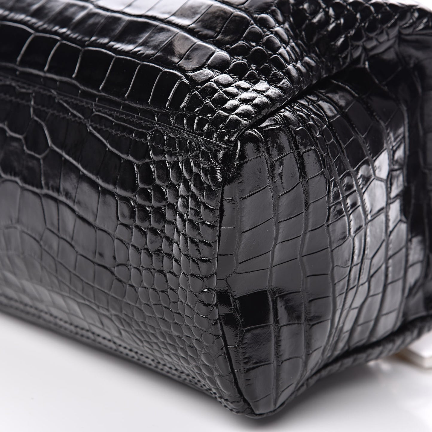 Calfskin Crocodile Embossed Small Pandora Black