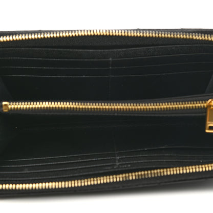 Saint Laurent Grain De Poudre Matelasse Chevron Monogram Zip Around Wallet Black 4 of 6