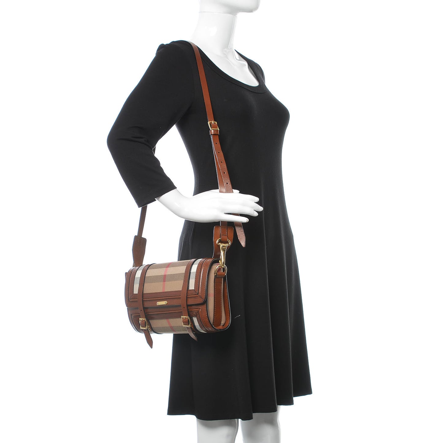House Check Bridle Calfskin Doyle Crossbody Bag Dark Tan