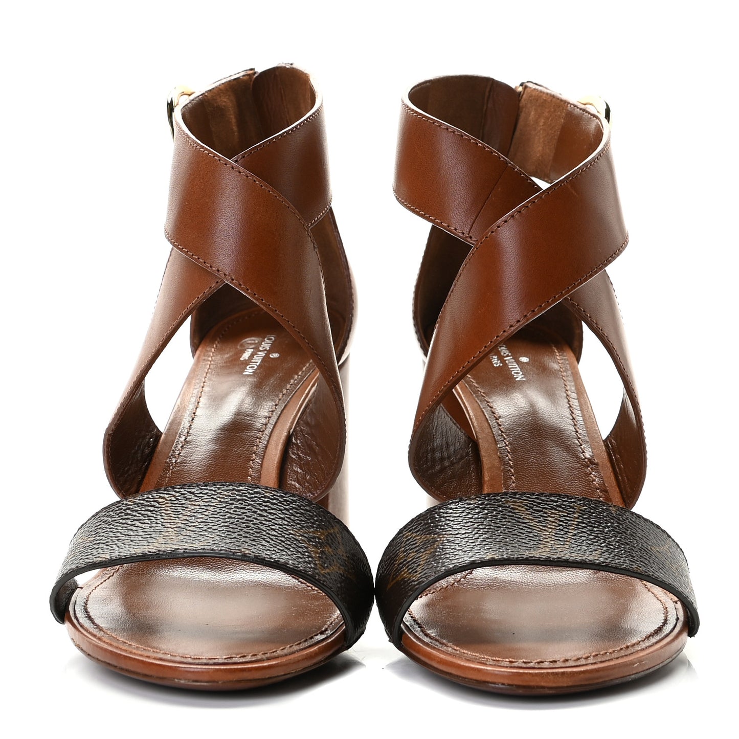 Calfskin Monogram Horizon Sandals 39 Cognac Brown