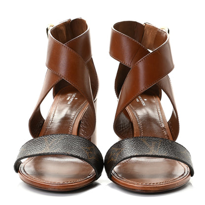 Louis Vuitton Calfskin Monogram Horizon Sandals 39 Cognac Brown 6 of 9