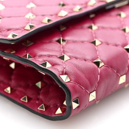 Valentino Garavani Nappa Rockstud Spike Wallet On Chain Disco Pink 8 of 9