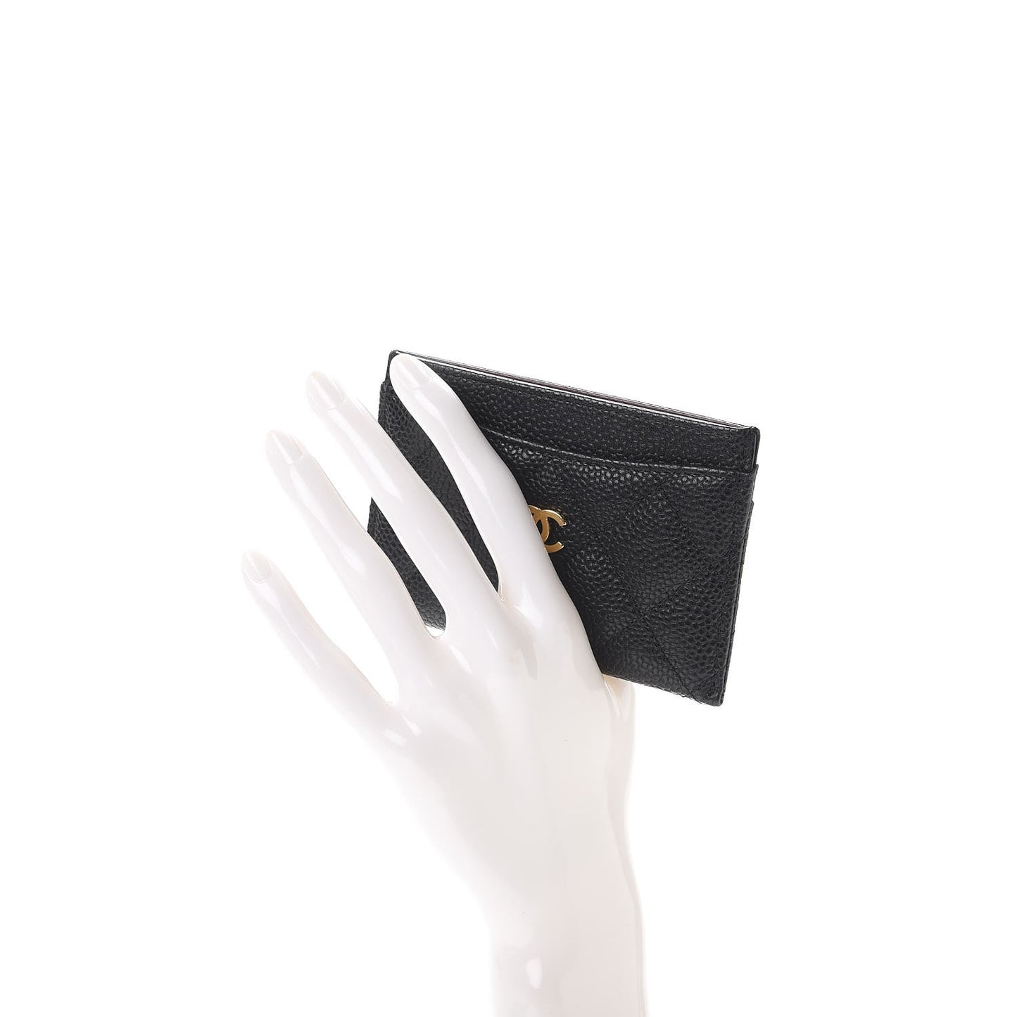 Caviar Quilted Card Holder Black