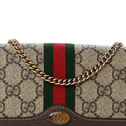 Gucci GG Supreme Monogram Web Ophidia Wallet On Chain Brown 8 of 13