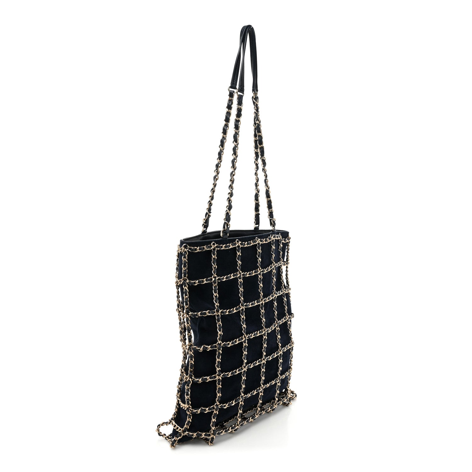 Chanel Suede Goatskin Large Shopping Chain Tote Navy Blue 3 of 9
