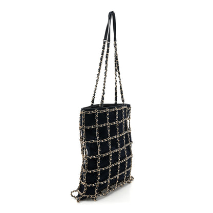 Chanel Suede Goatskin Large Shopping Chain Tote Navy Blue 3 of 9