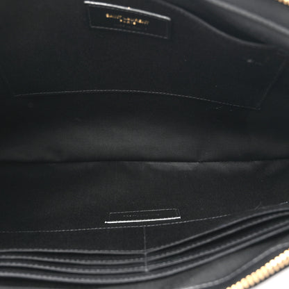 Saint Laurent Calfskin Matelasse Chevron Monogram Document Holder Black 5 of 9