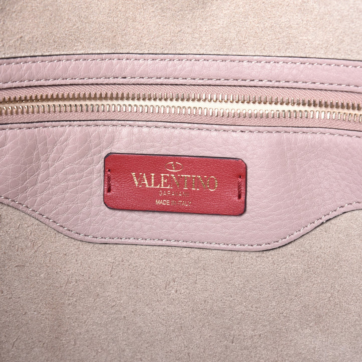 Grained Calfskin Rockstud Shoulder Tote Poudre