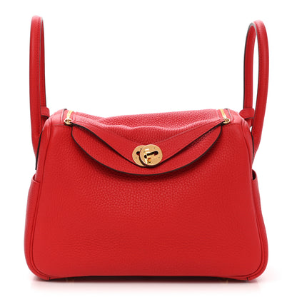 Hermes Taurillon Clemence Lindy 26 Rouge De Coeur 1 of 11
