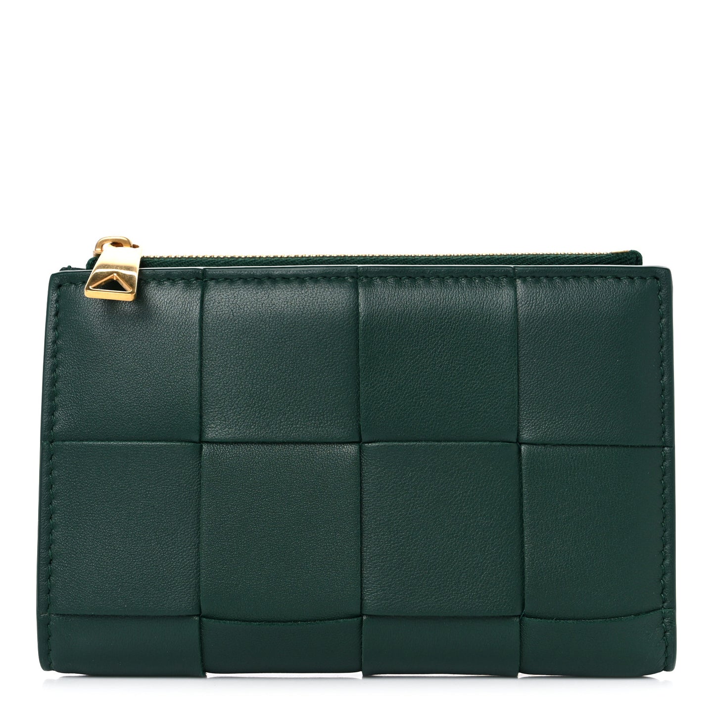 Nappa Maxi Intrecciato Bifold Zip Wallet Raintree