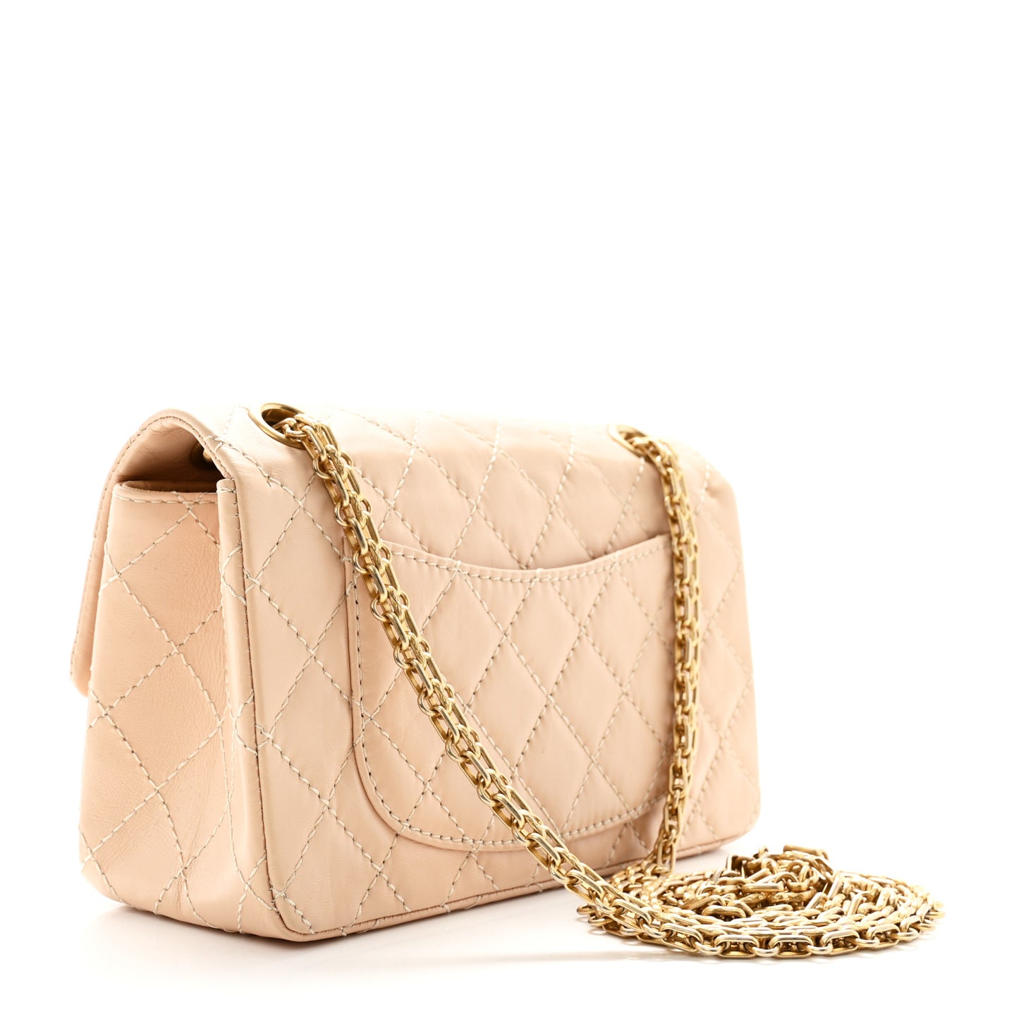 Aged Calfskin Quilted 2.55 Reissue Mini Flap Beige