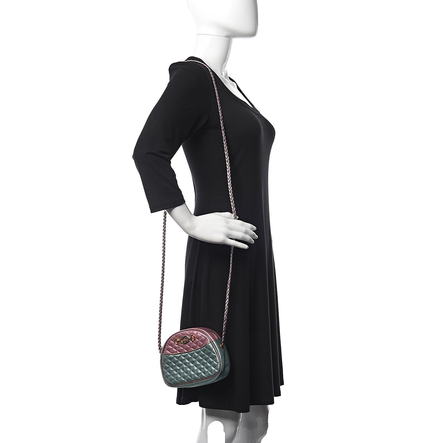 Gucci Laminated Nappa Trapuntata Mini Zumi Dome Shoulder Bag Rosa Lago Rame 2 of 10