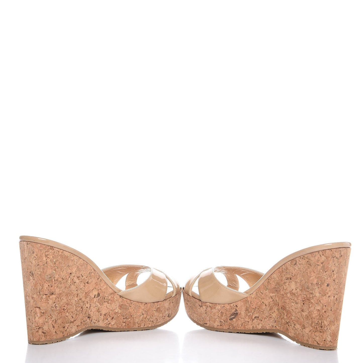 Patent Calfskin Cork Perfume Wedge Sandals 39.5 Nude