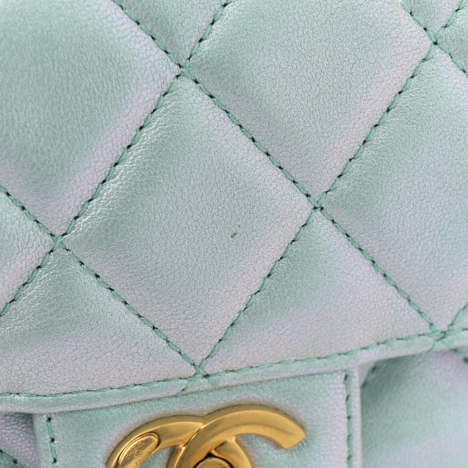 Chanel Iridescent Lambskin Quilted Baywatch Top Handle Flap Light Blue 11 of 12