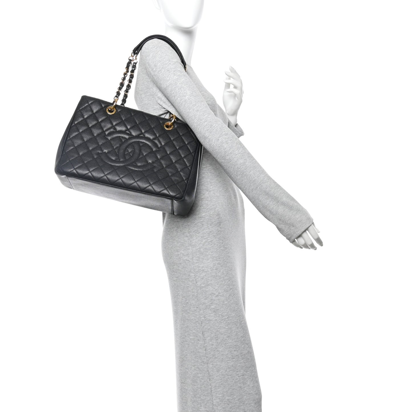 Caviar Quilted Grand Shopping Tote GST Black
