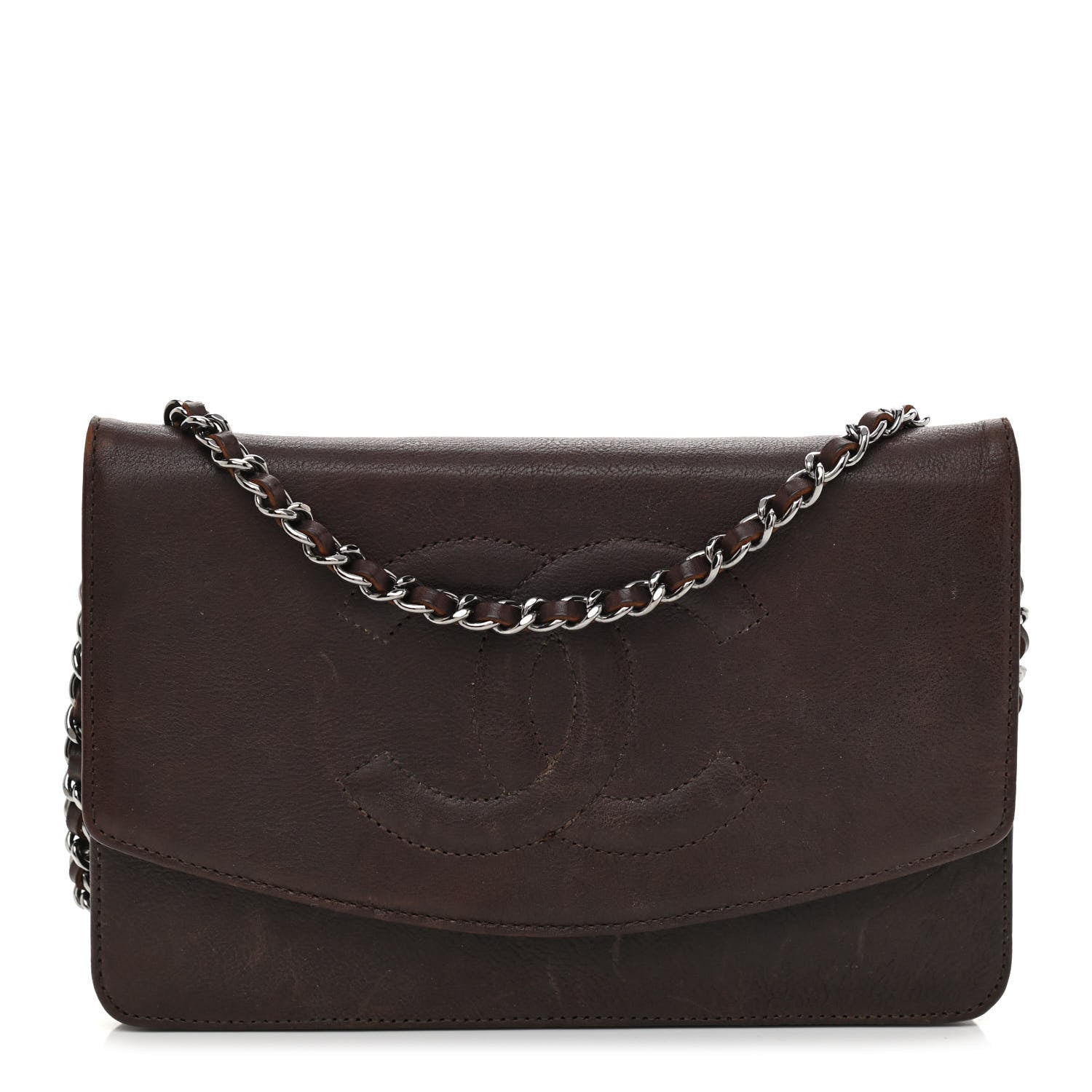 Chanel Caviar Timeless CC Wallet On Chain WOC Dark Brown 1 of 11
