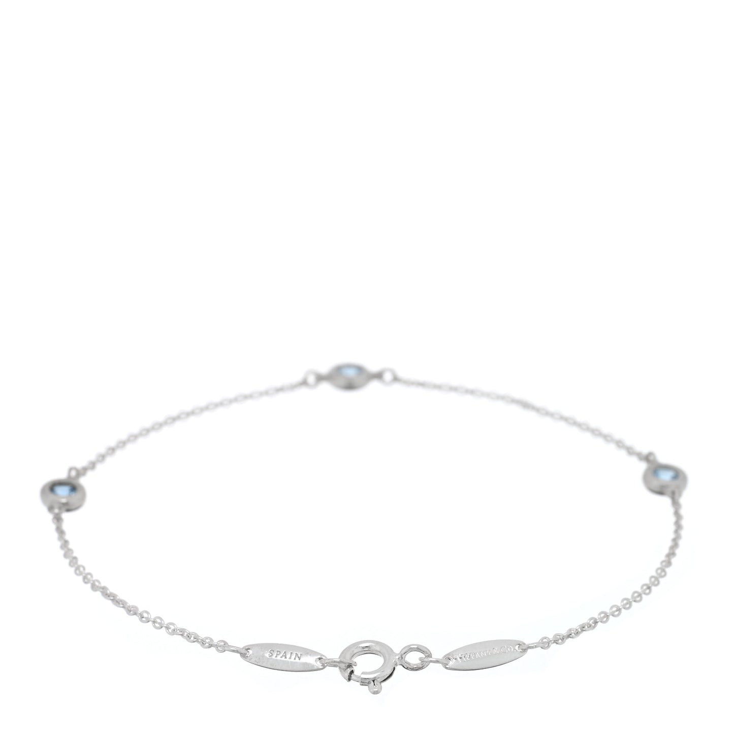 Sterling Silver Aquamarine Elsa Peretti Color By The Yard 3 Station Bracelet