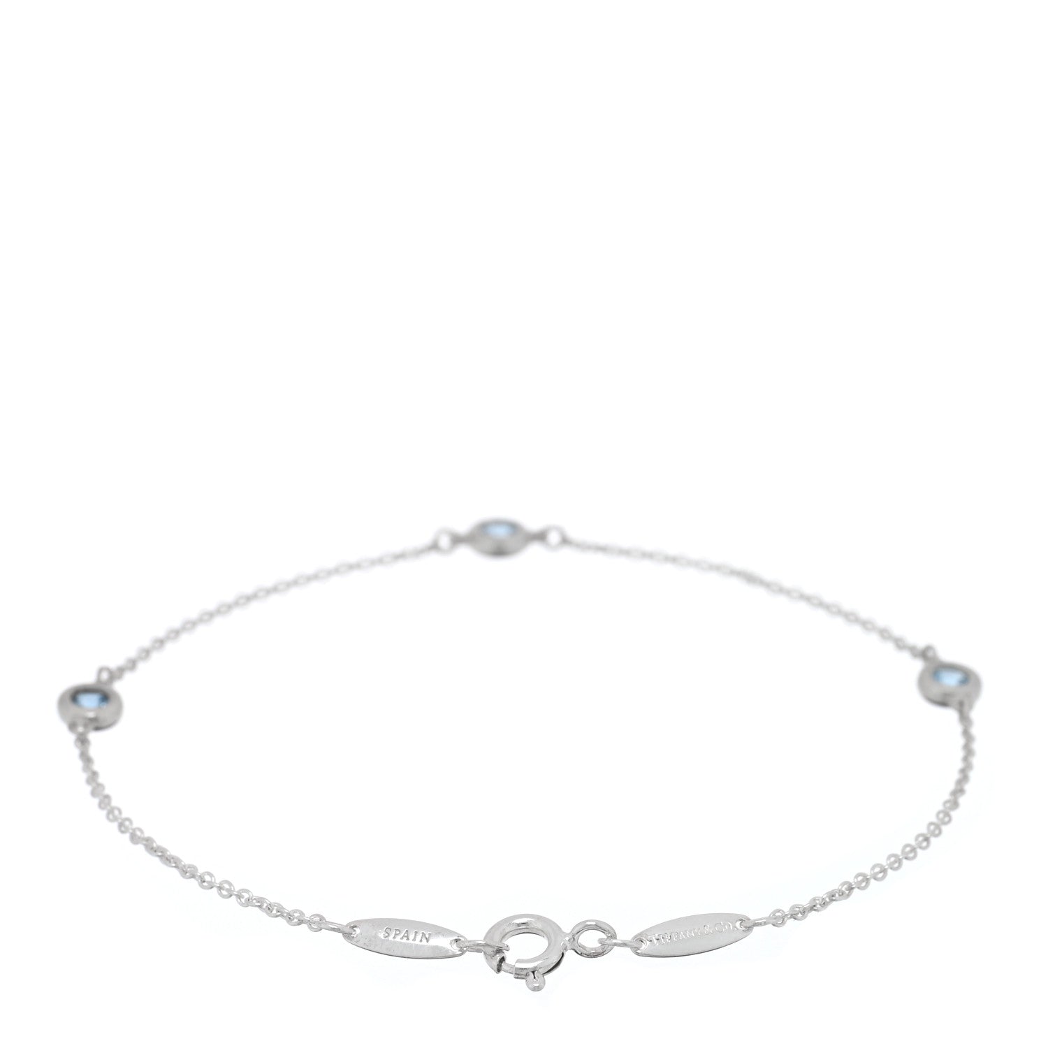 Tiffany Sterling Silver Aquamarine Elsa Peretti Color By The Yard 3 Station Bracelet 2 of 3