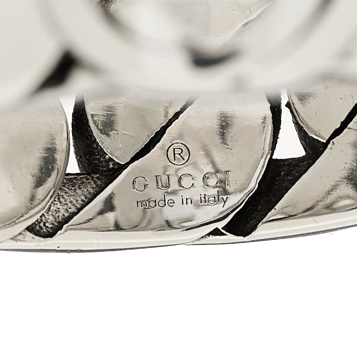 Gucci Sterling Silver Interlocking G Chainlink Wide Band Ring 59 8.75 6 of 6