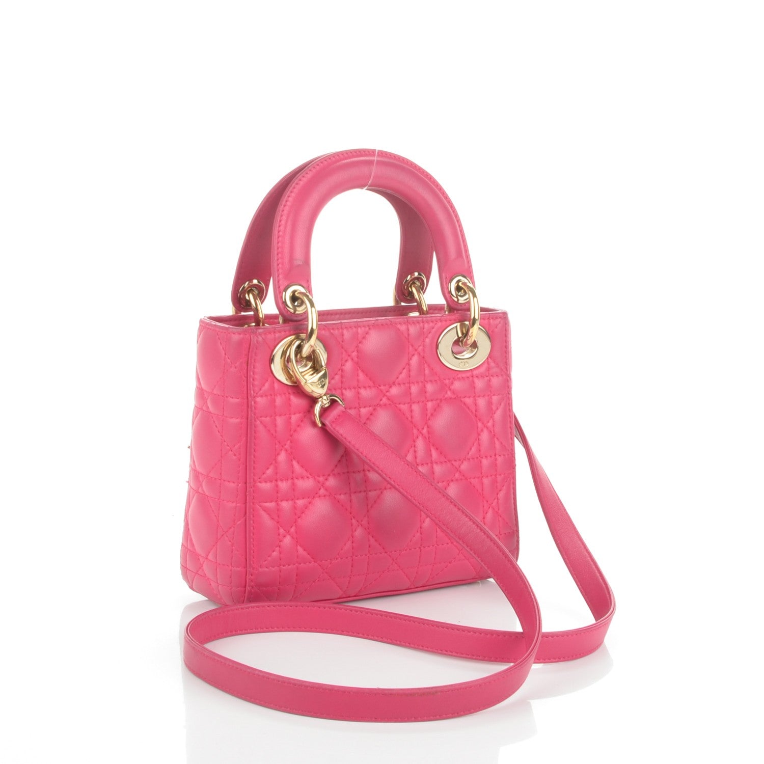 Christian Dior Lambskin Cannage Mini Lady Dior Fuchsia 3 of 7