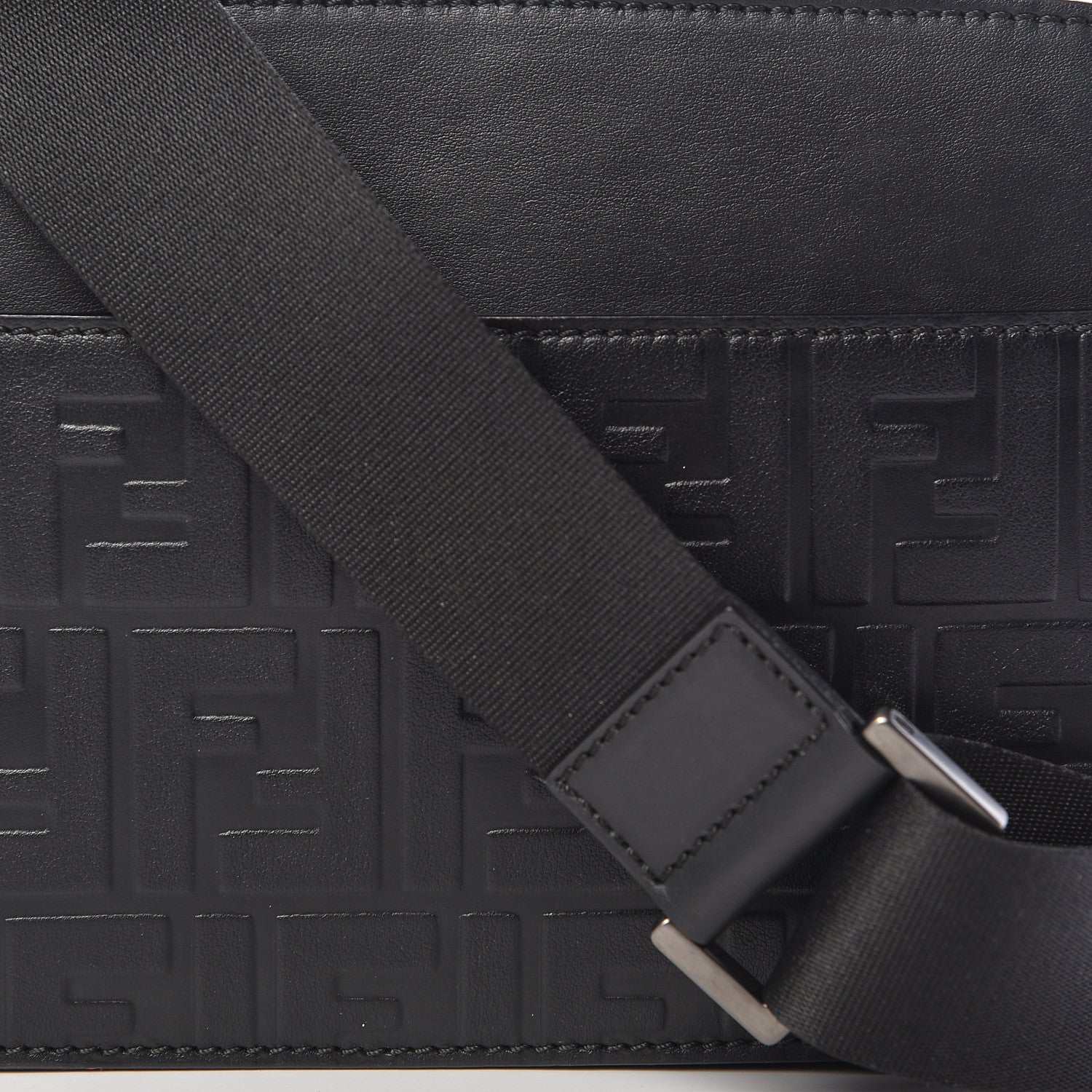 Fendi Vitello Century Grace FF Embossed Shoulder Clutch Black 11 of 11