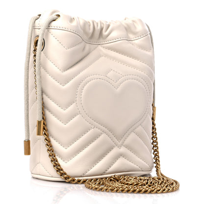 Gucci Calfskin Matelasse Mini GG Marmont 2.0 Bucket Bag White 3 of 10