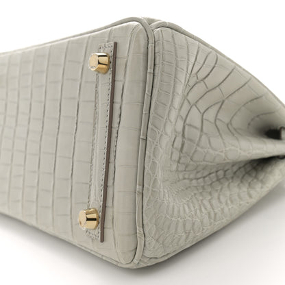 Hermes Matte Alligator Horseshoe Birkin 25 Gris Perle 10 of 11