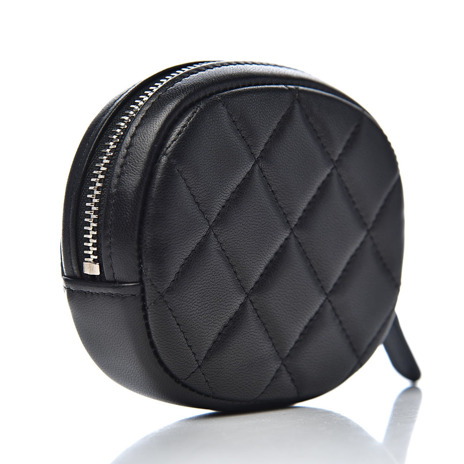 Chanel Lambskin Quilted Zip Around Classic Coin Purse Black 3 of 8