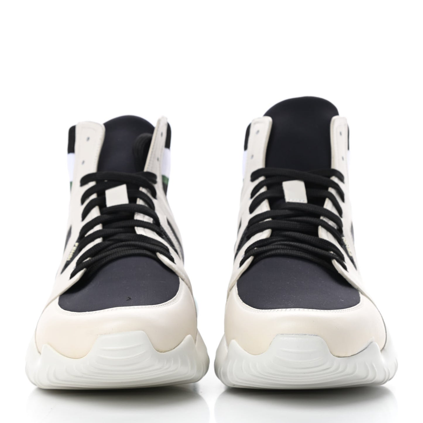 Calfskin Stretch Mens Lace Up High Top Sneakers 10 White Black