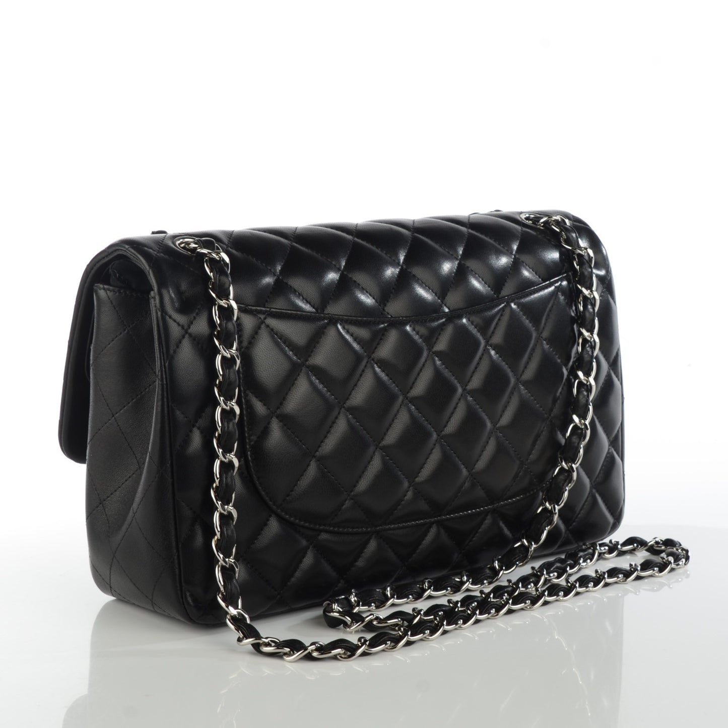 Lambskin Quilted Jumbo Double Flap Black