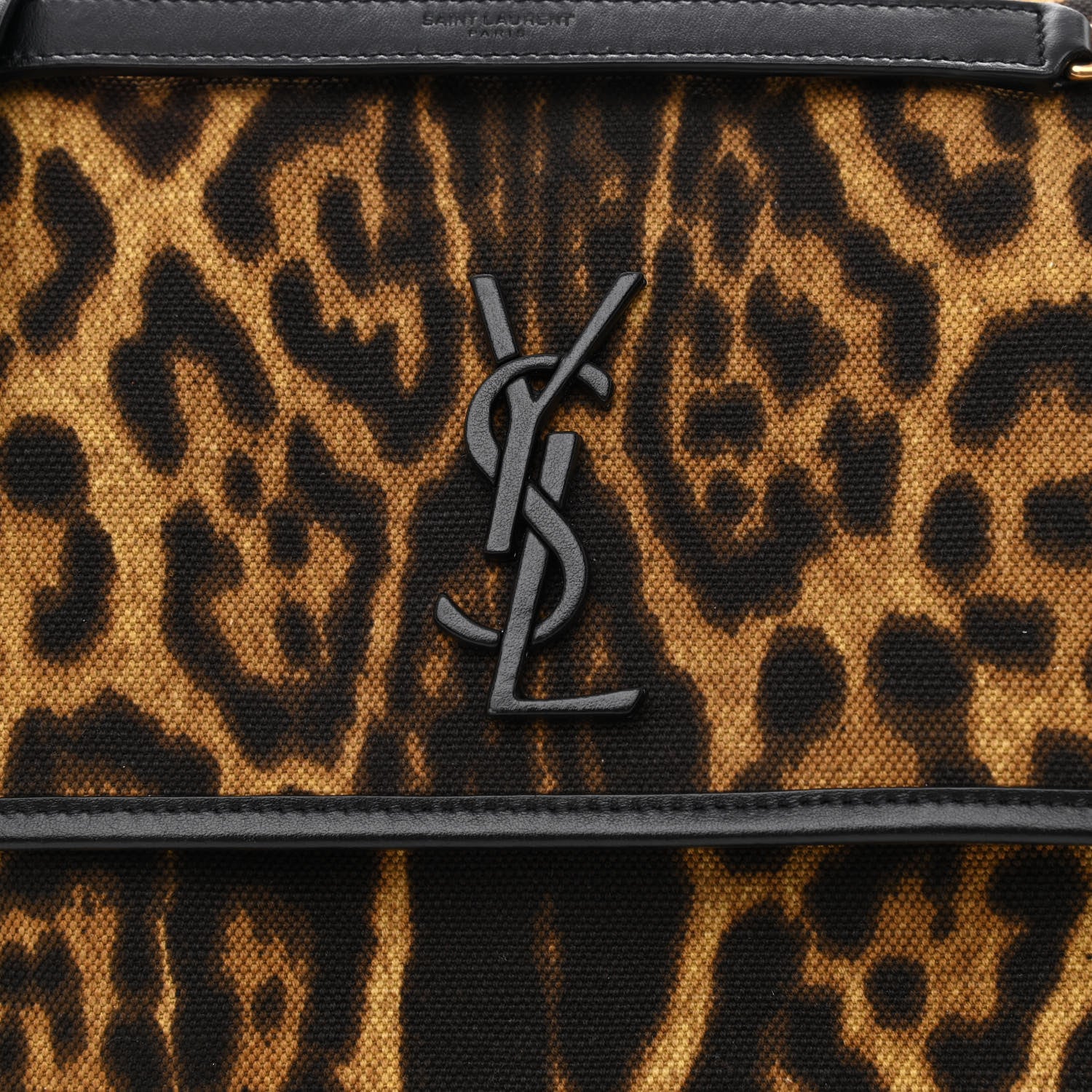 Saint Laurent Smooth Calfskin Canvas Leopard Print Medium Niki Chain Satchel Light Natural 8 of 10