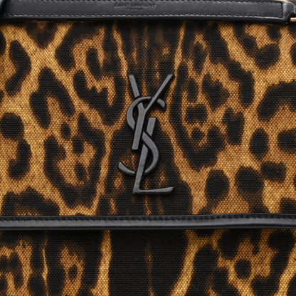 Saint Laurent Smooth Calfskin Canvas Leopard Print Medium Niki Chain Satchel Light Natural 8 of 10