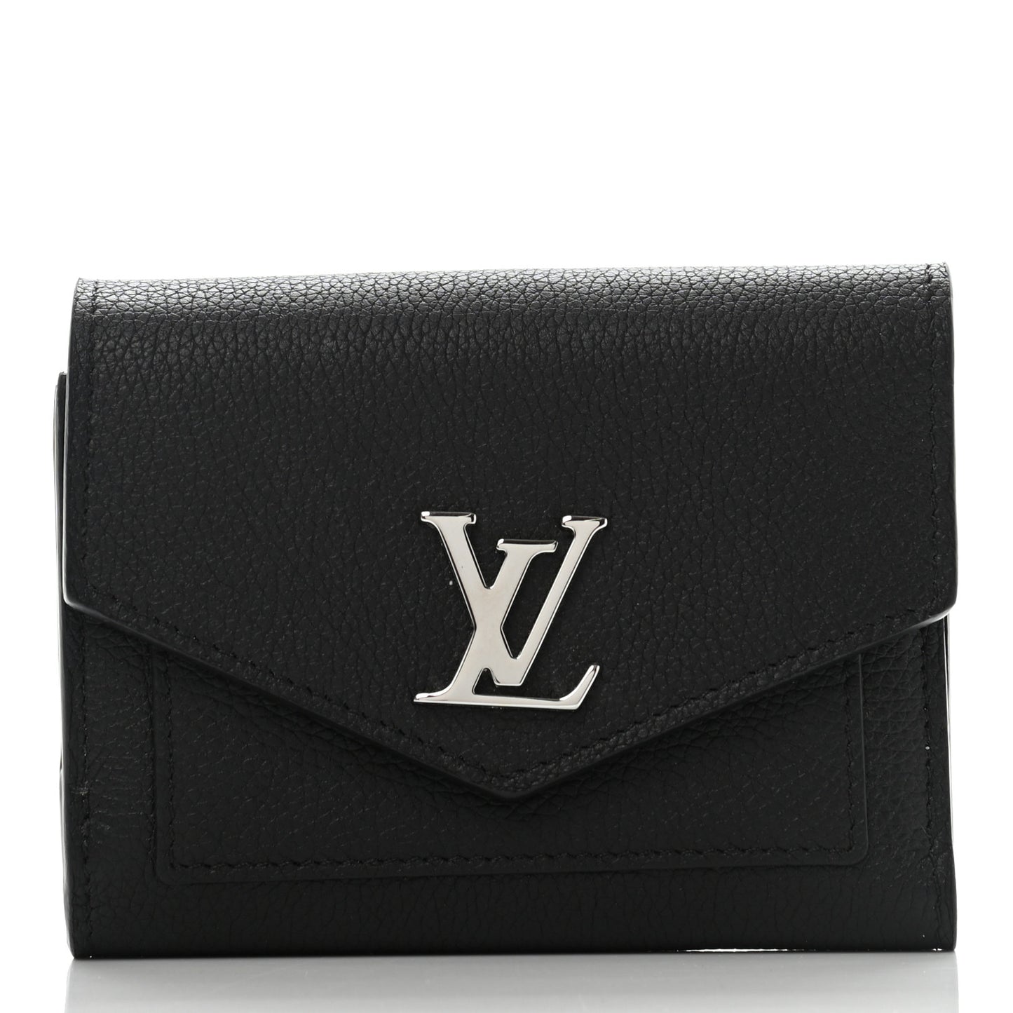 Soft Calfskin My Lockme Compact Wallet Black