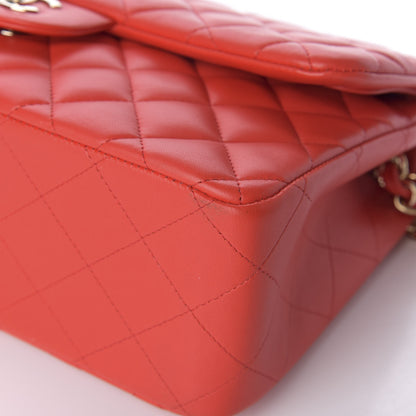 Chanel Lambskin Quilted Jumbo Double Flap Red 10 of 10