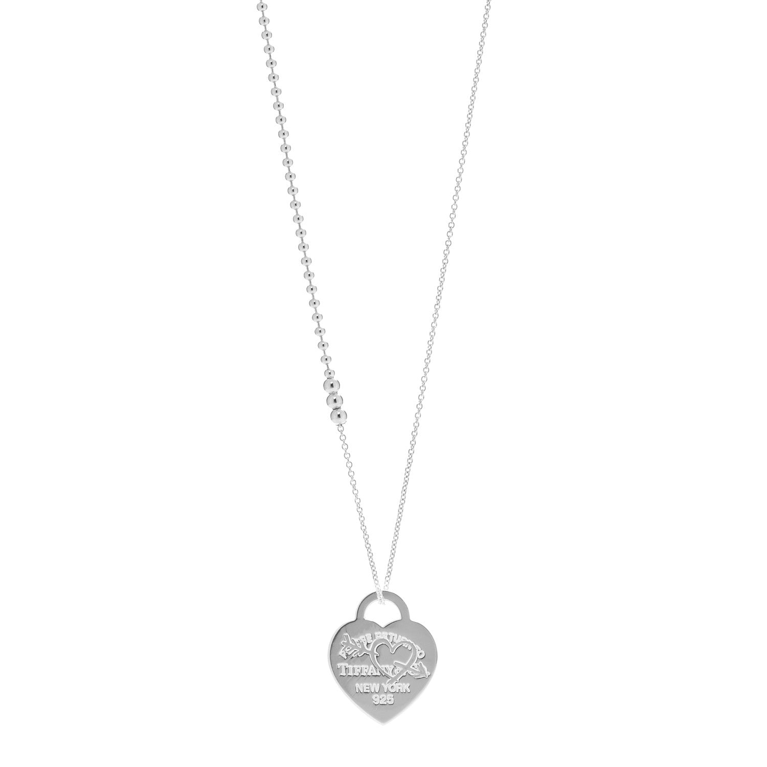 Tiffany Sterling Silver Return to Tiffany Etched Heart and Arrow Tag Pendant Necklace 1 of 5