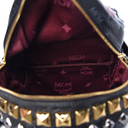 MCM Visetos Bi-Color Studded Mini Stark Backpack Black Scooter Red 5 of 10