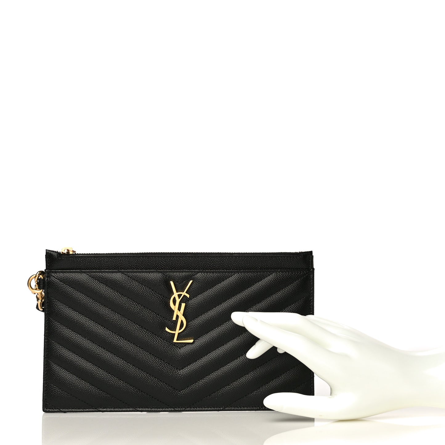 Grain De Poudre Chevron Monogram Large Bill Pouch Black