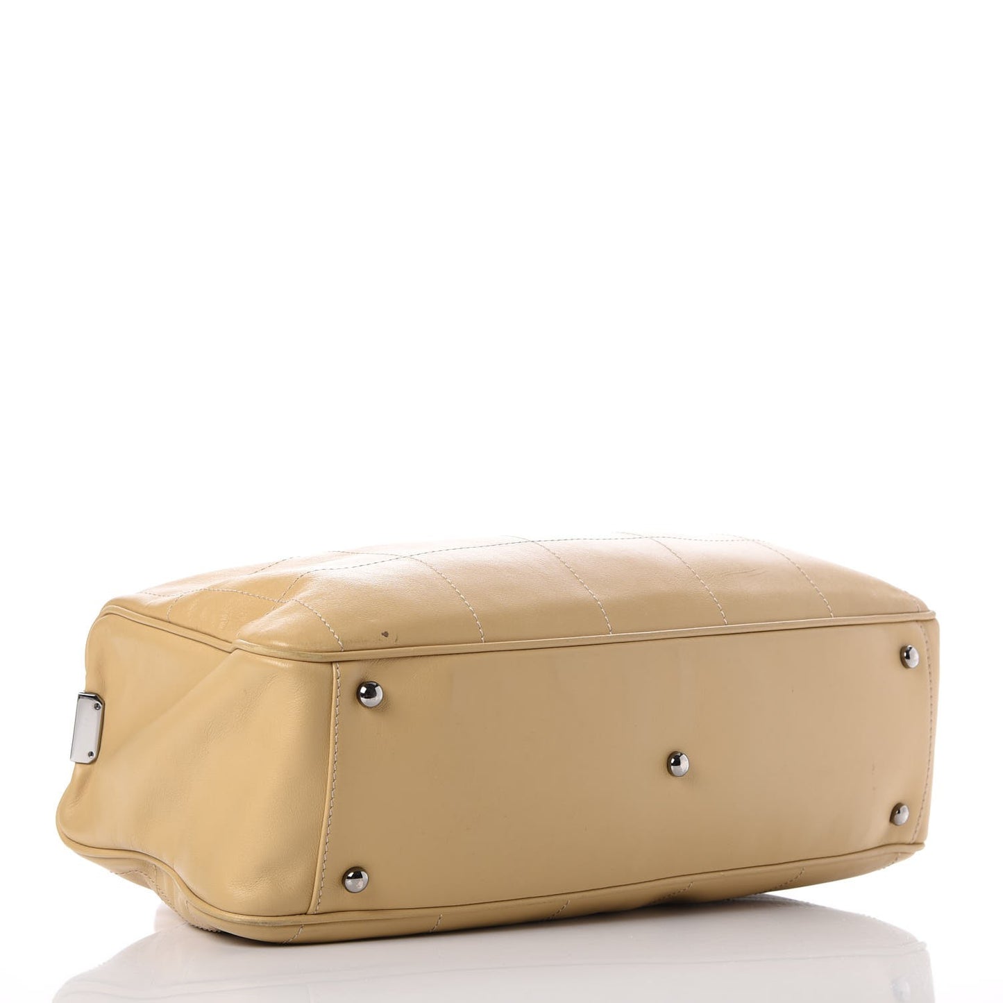 Calfskin Square Stitched Large Tote Beige