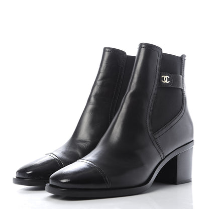 Chanel Calfskin Patent Cap Toe Short Boots 40.5 Black 3 of 8