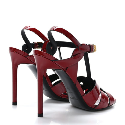 Saint Laurent Patent Calfskin Tribute 105 Sandals 39 Hot Red 4 of 7