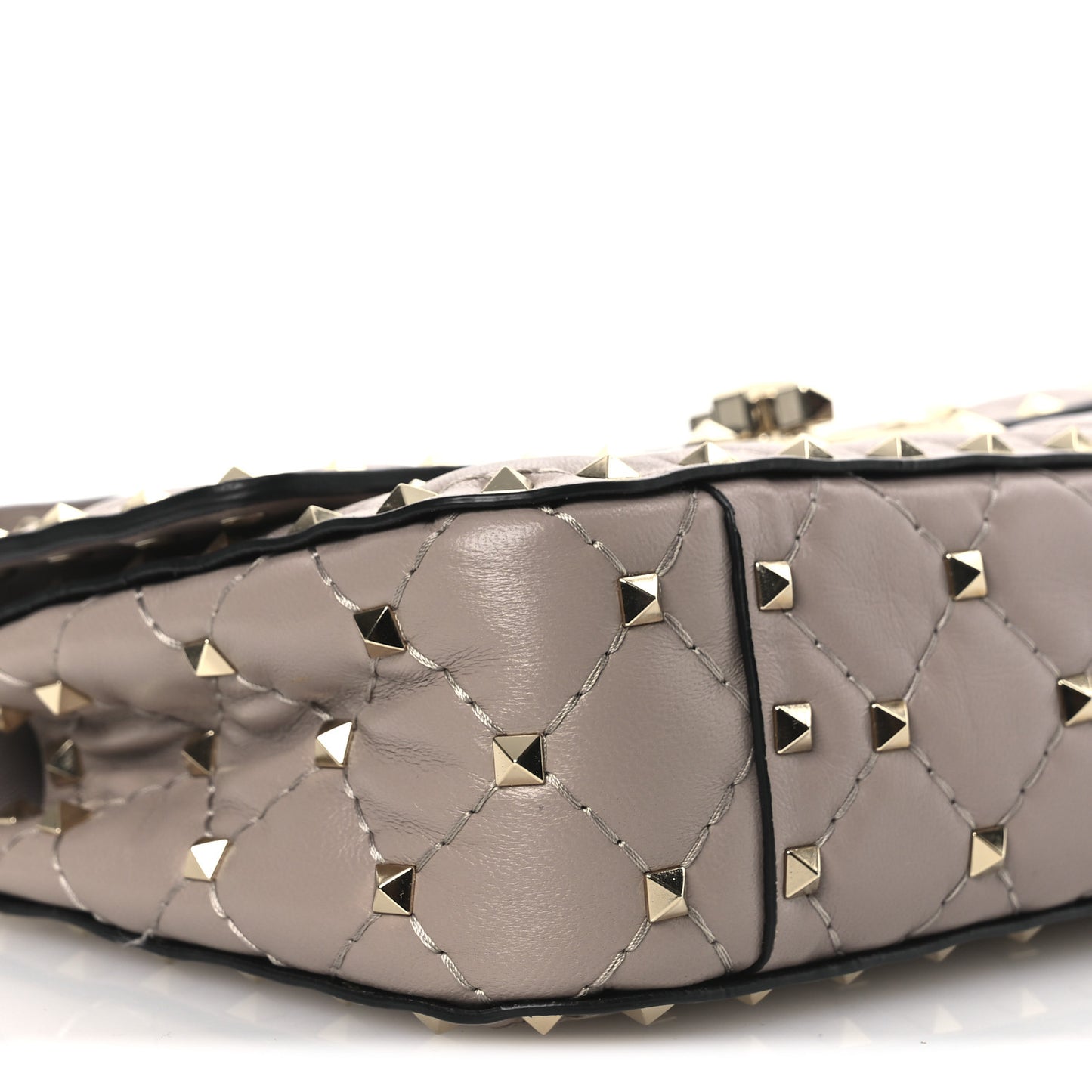 Lambskin Small Rockstud Spike Shoulder Bag Poudre