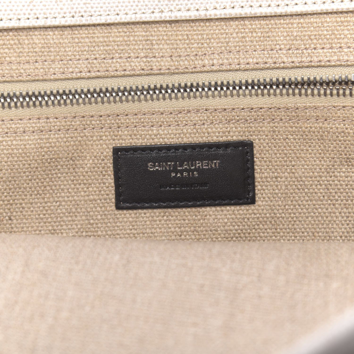 Saint Laurent Linen Calfskin Rive Gauche Tote Optic White 6 of 9