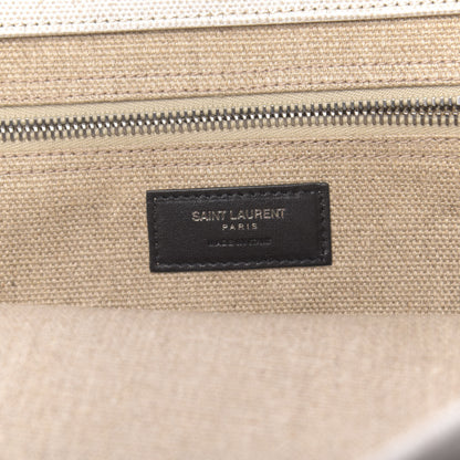 Saint Laurent Linen Calfskin Rive Gauche Tote Optic White 6 of 9
