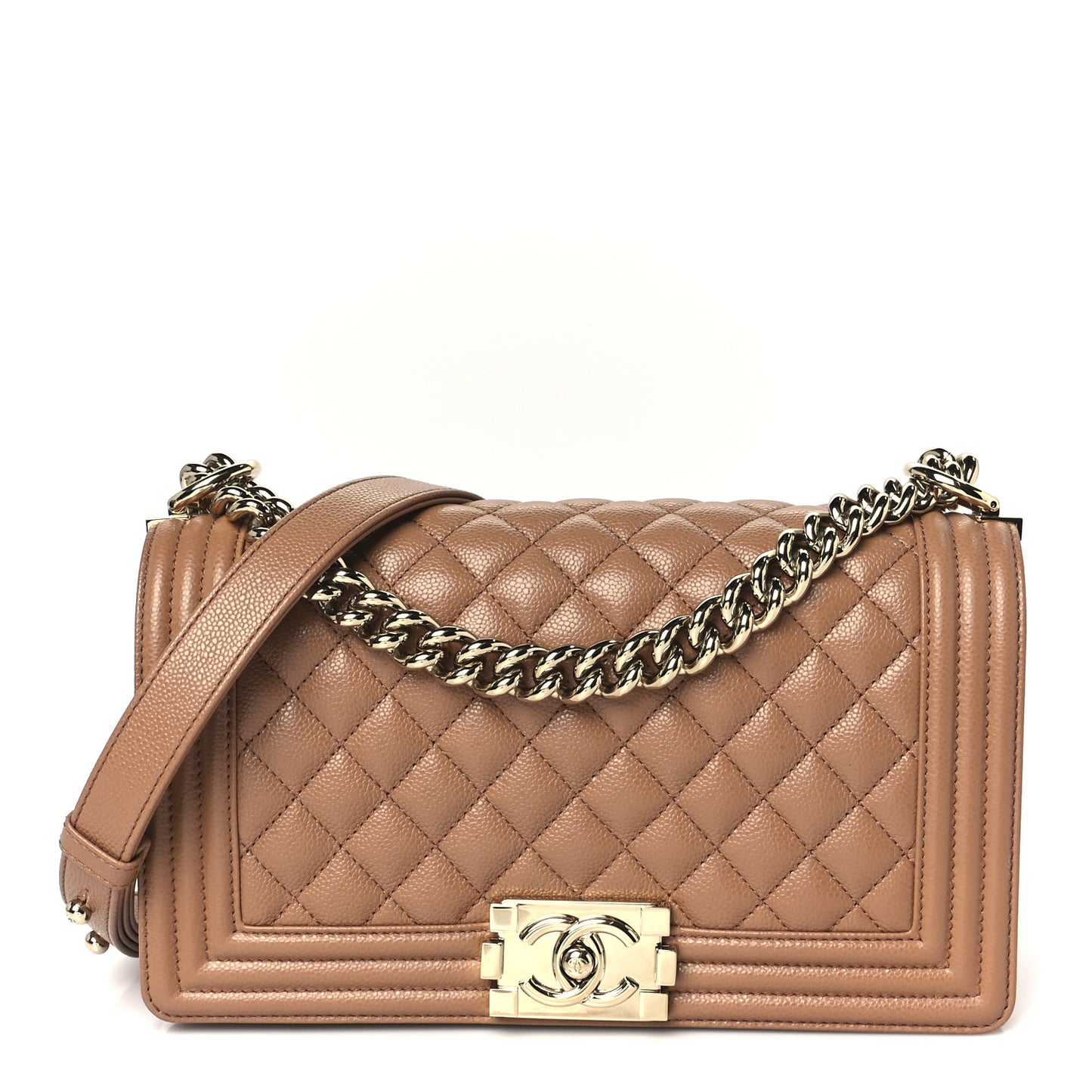 Caviar Quilted Medium Boy Flap Brown